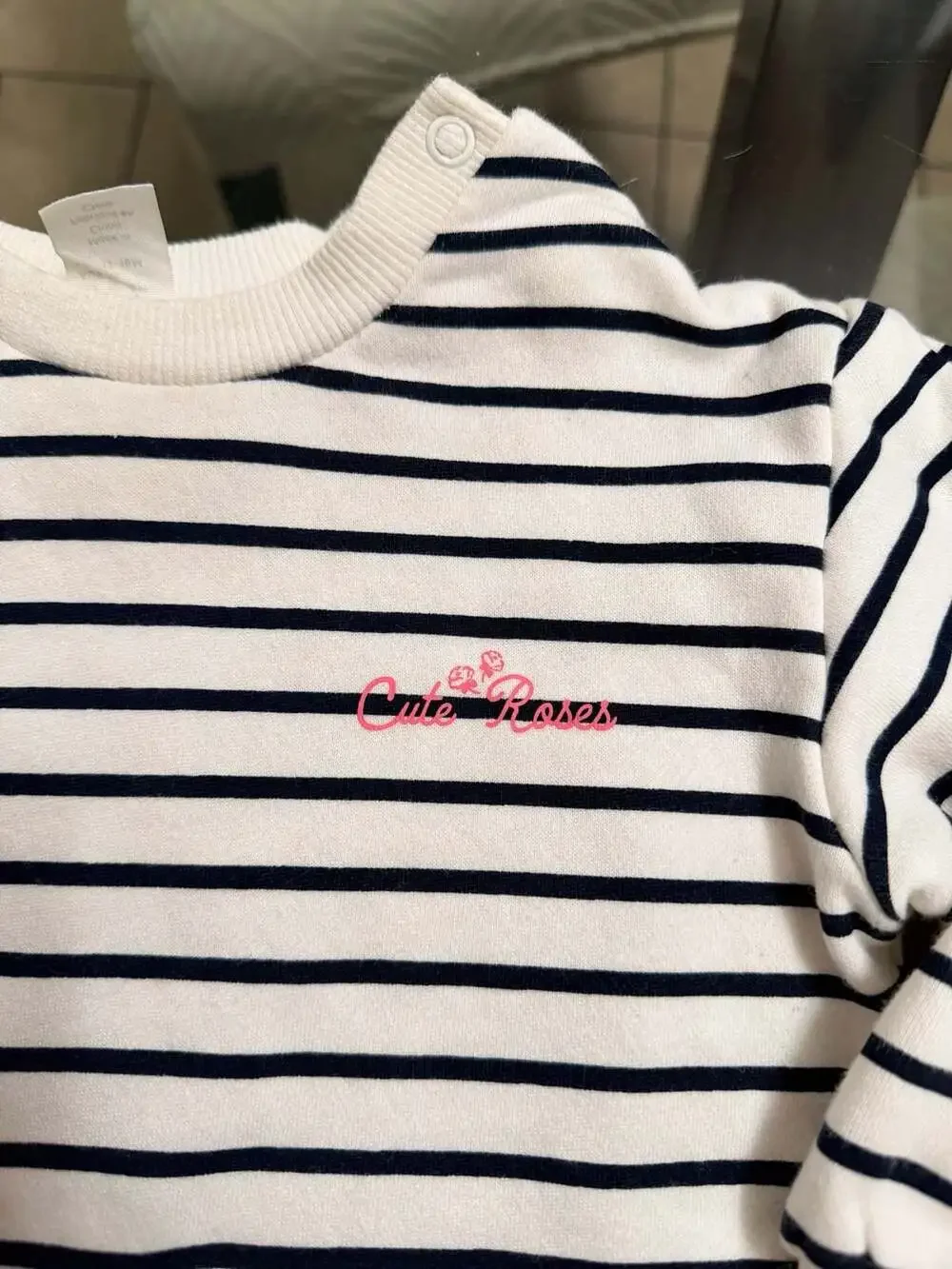 H&M Striped Sweatshirt Dress with Denim Skirt Cute Roses Infant Size 18M